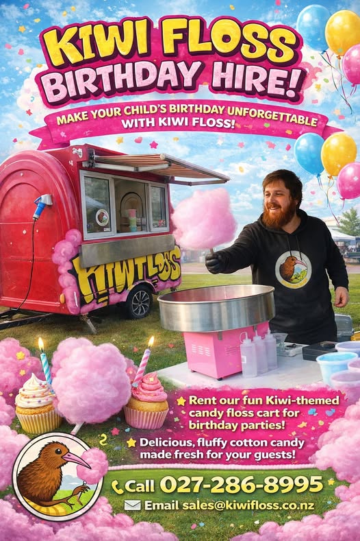 Kiwi Floss candy cart at a birthday party